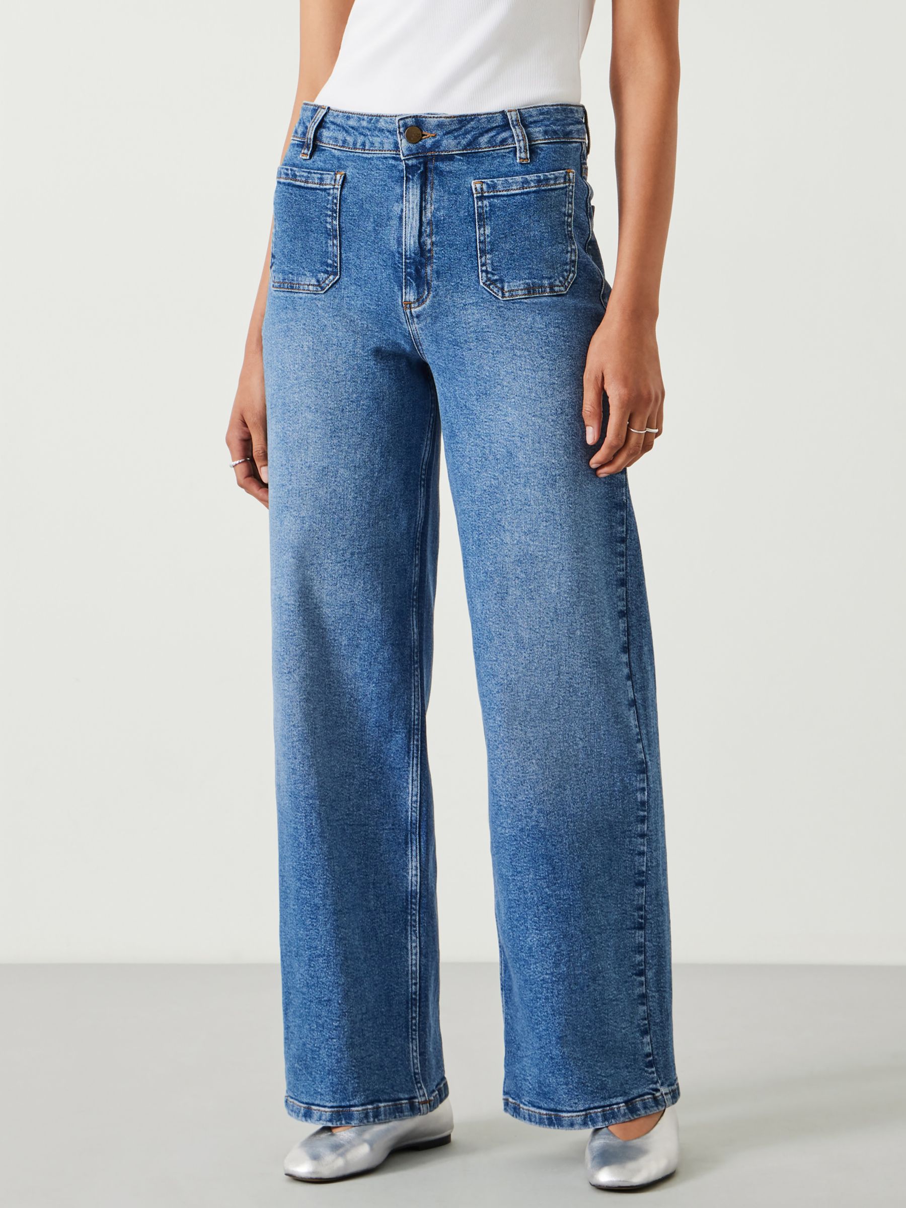 HUSH Rowan Flared Jeans, Mid Authentic Wash at John Lewis & Partners
