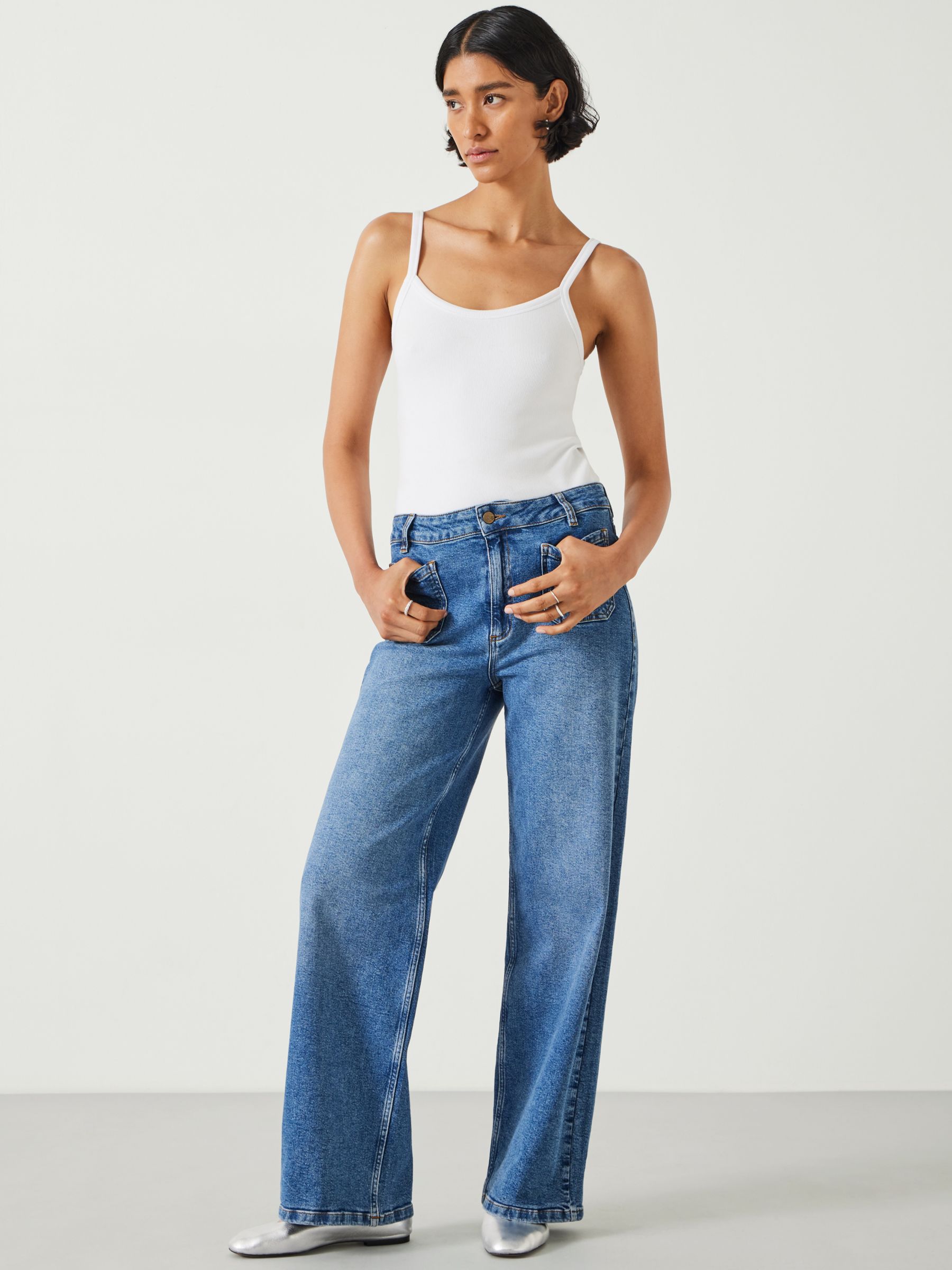 HUSH Rowan Flared Jeans, Mid Authentic Wash at John Lewis & Partners