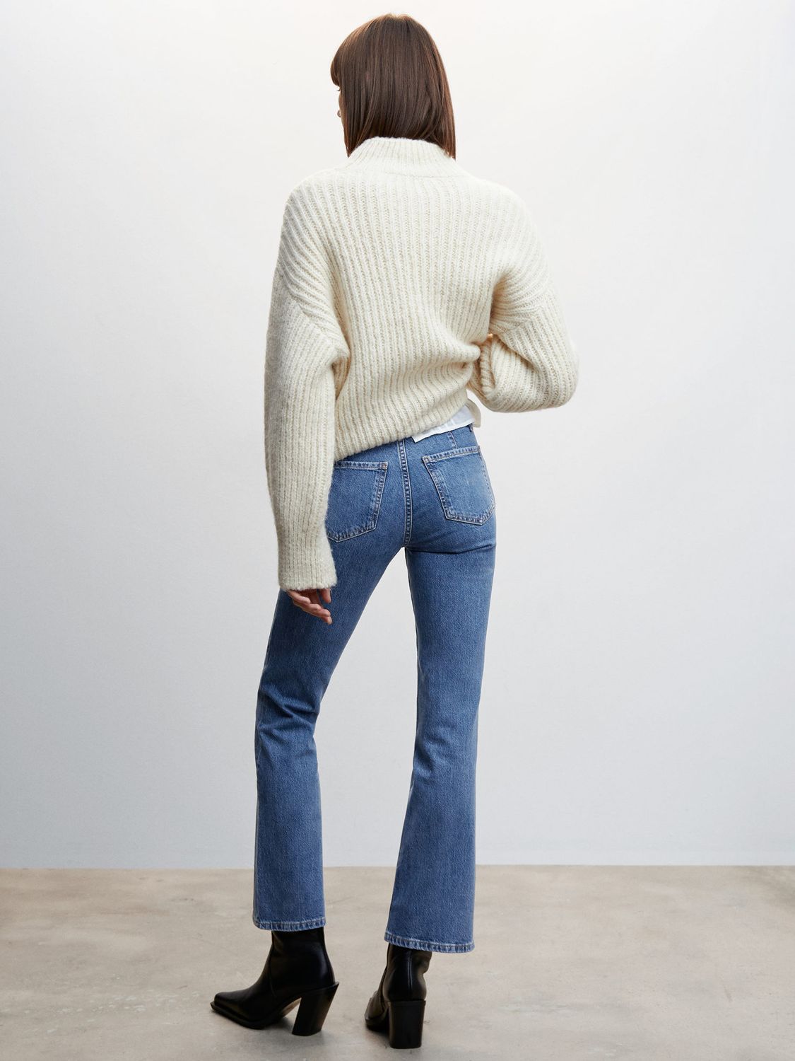 Mango Flared Cropped Jeans, Blue at John Lewis & Partners
