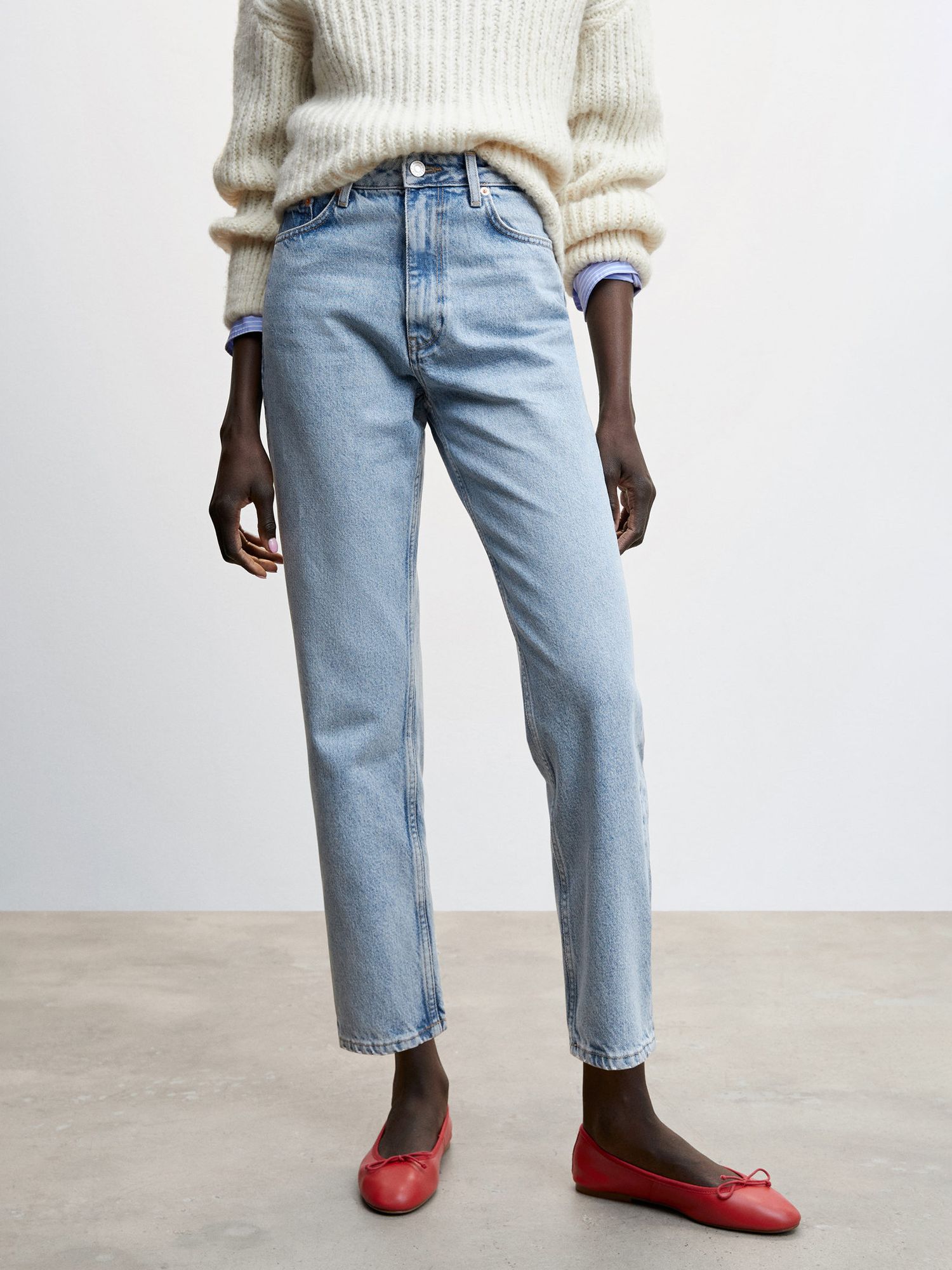 Mango Mom High Waisted Jeans, Open Blue at John Lewis & Partners