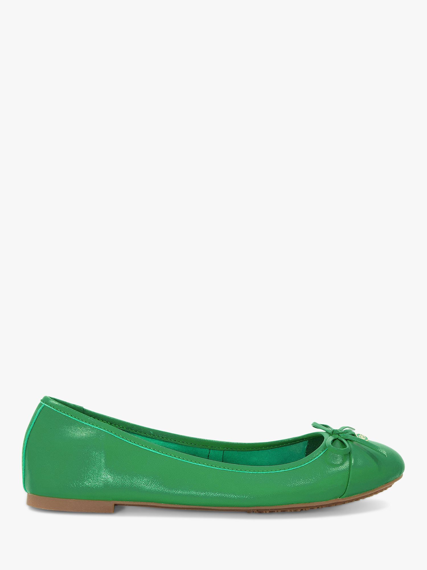 Dune Hallo Leather Charm Bow Ballet Pumps Green At John Lewis And Partners