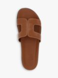 Dune Loupa Topstitch Detail Flat Slider Sandals, Tan-leather