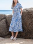 Celtic & Co. Chevron Print Linen Blend Shirt Dress, Indigo