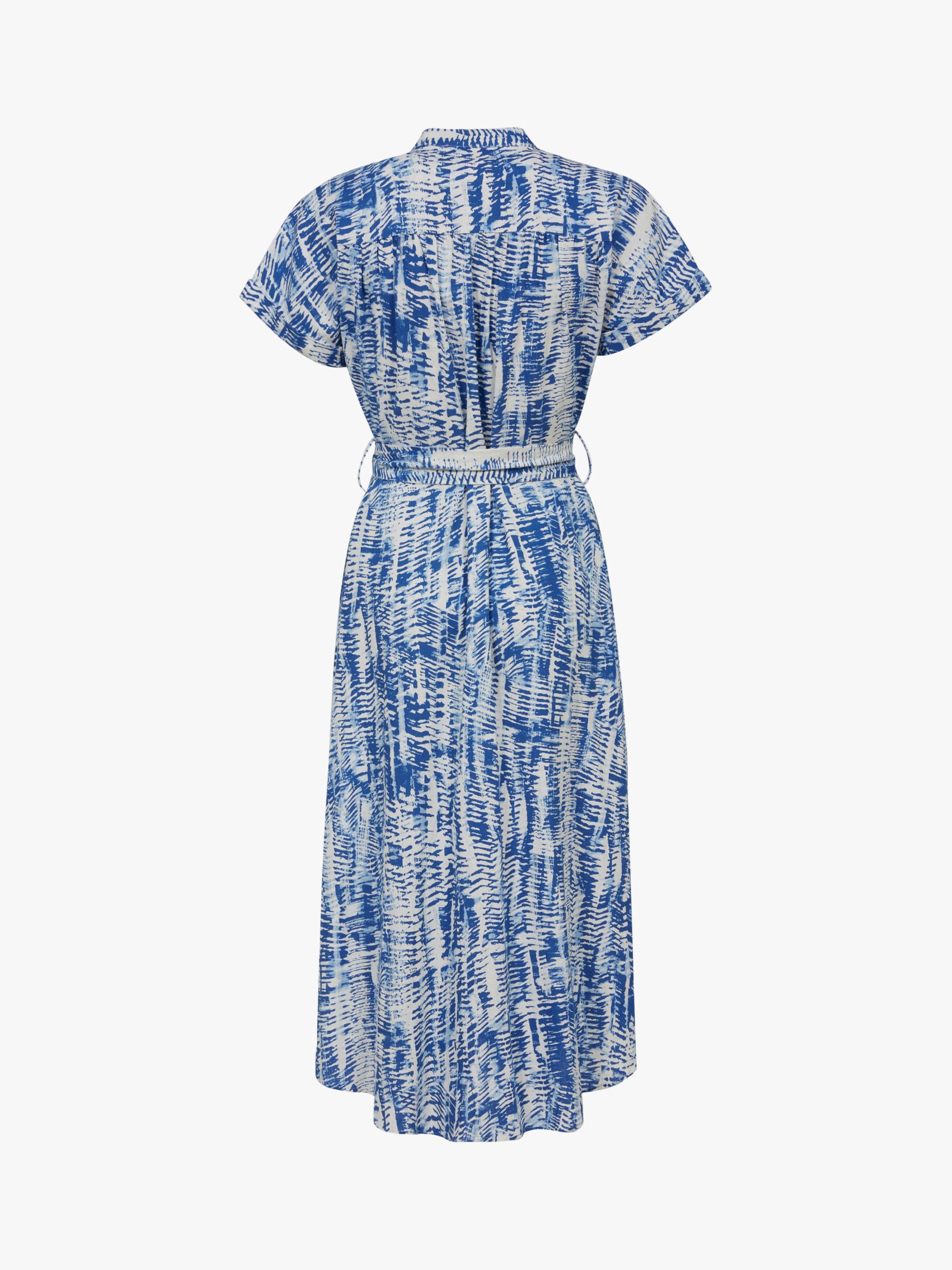 Celtic & Co. Chevron Print Linen Blend Shirt Dress, Indigo, 16