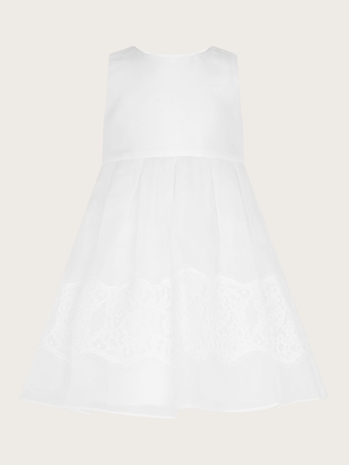 Monsoon Baby Alovette Hope Lace Christening Dress, White, 0-3 months