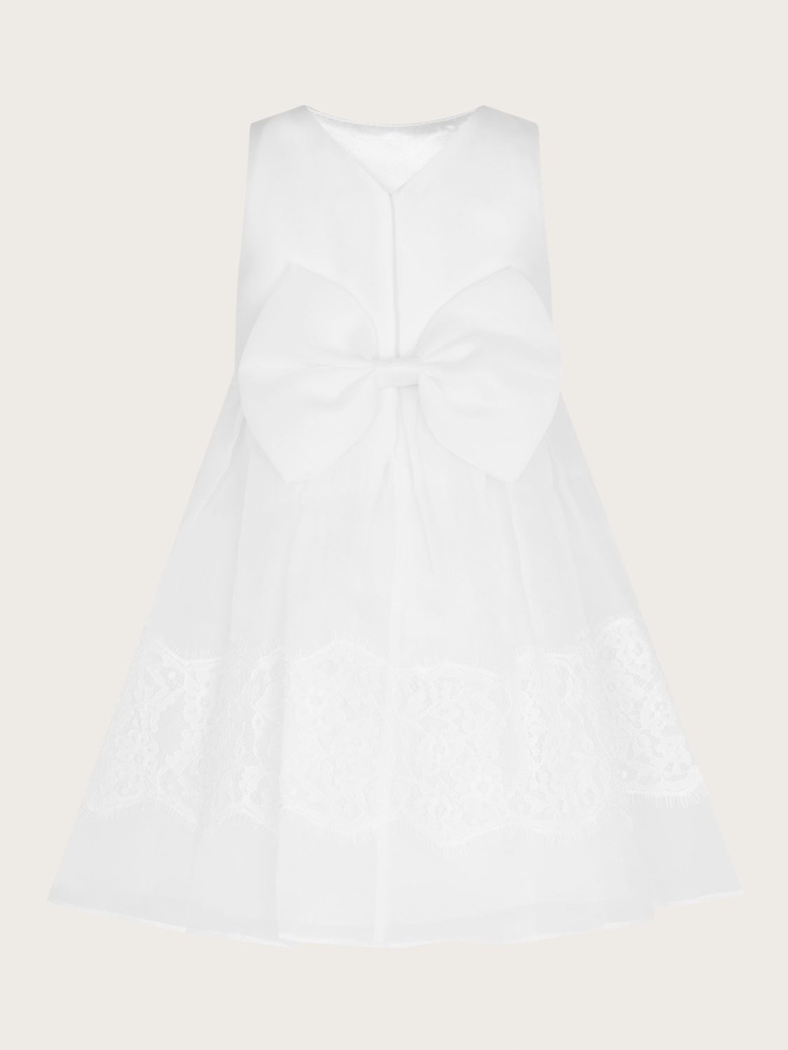 Monsoon Baby Alovette Hope Lace Christening Dress, White, 0-3 months