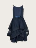 Monsoon Kids' Sienna Ruffle Prom Dress, Navy, Navy