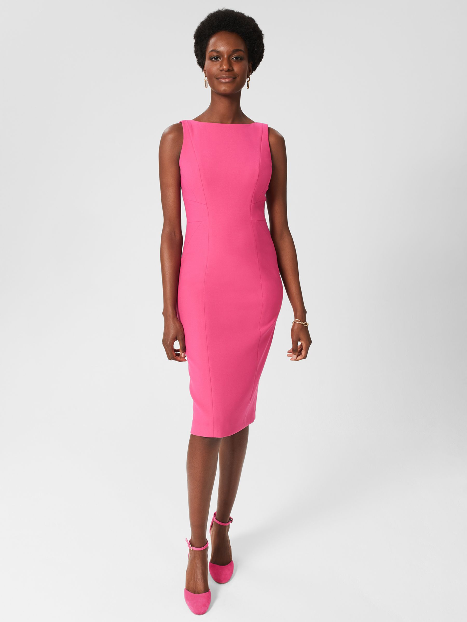 Hobbs Dania Shift Dress, Bright Pink at John Lewis & Partners