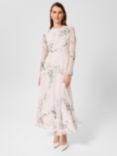 Hobbs Rosabelle Silk Floral Dress, Pale Pink, Pale Pink