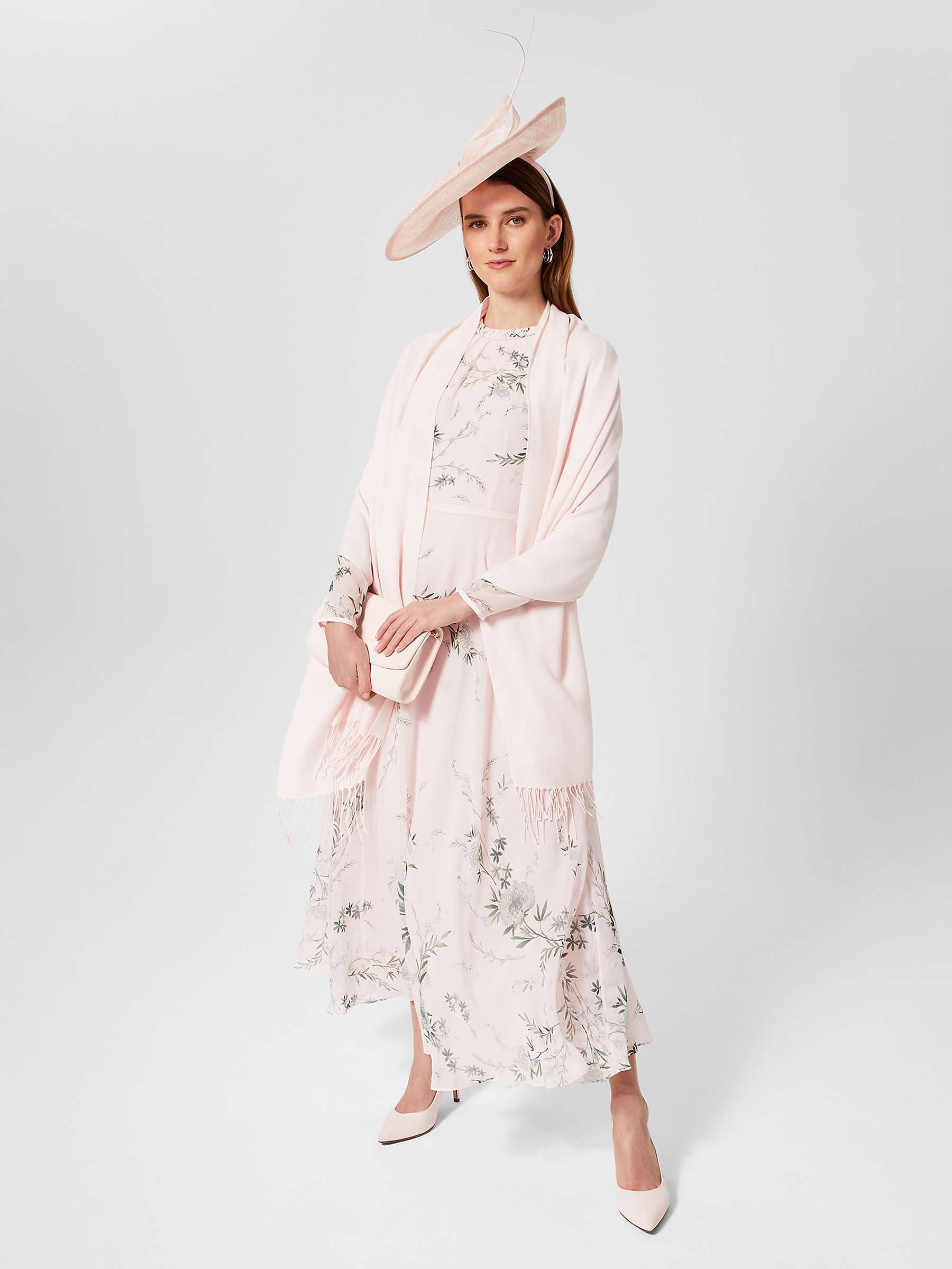 Buy Hobbs Rosabelle Silk Floral Dress, Pale Pink Online at johnlewis.com