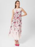 Hobbs Carly Floral Midi Dress, Pink/Multi