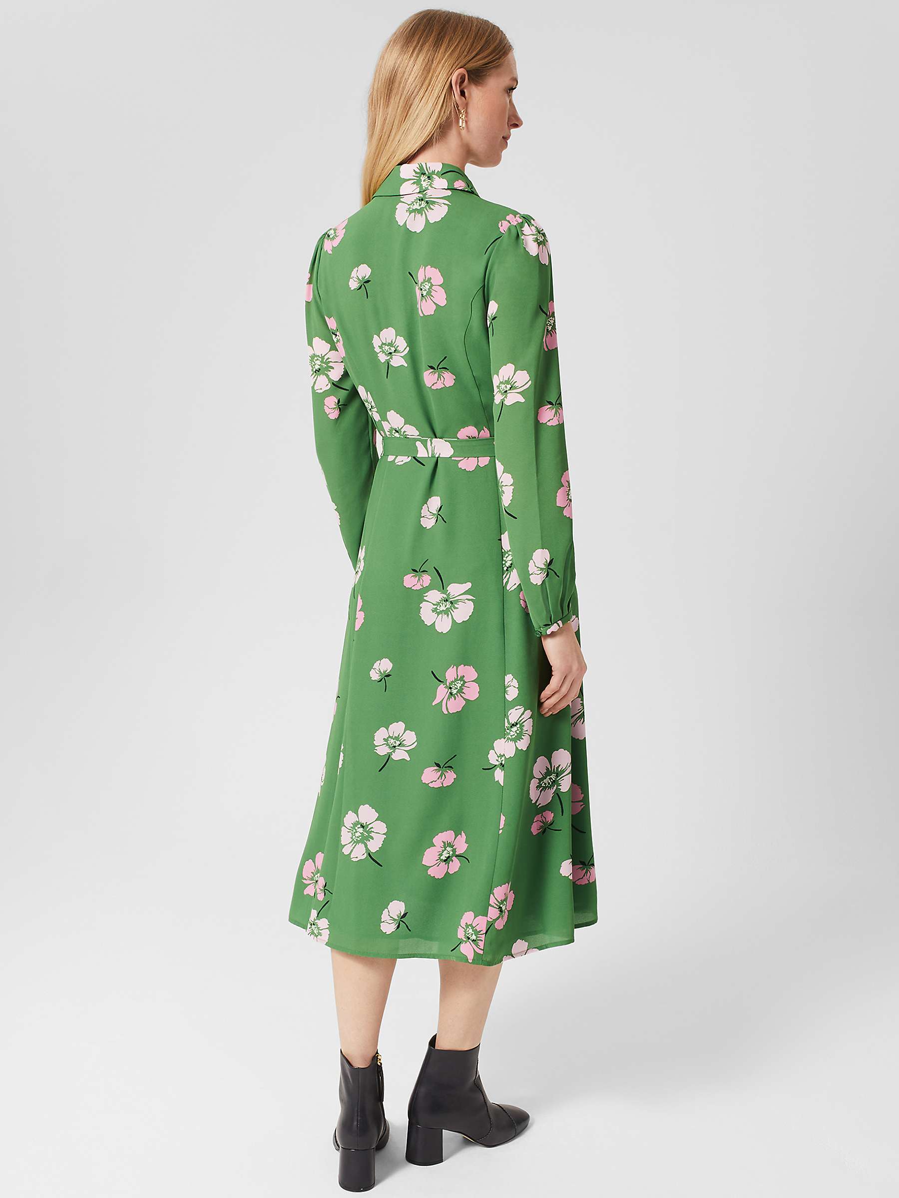 Buy Hobbs Savannah Floral Print Shirt Dress, Pea Green/Multi Online at johnlewis.com
