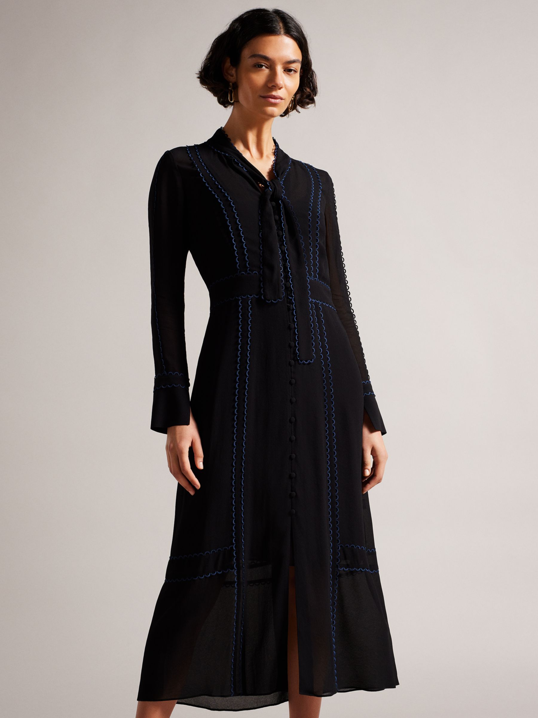 Ted Baker Claiirr Shirt Dress, Black/Blue at John Lewis & Partners