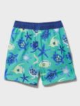 Crew Clothing Kids' Turtle Swim Shorts, Blue