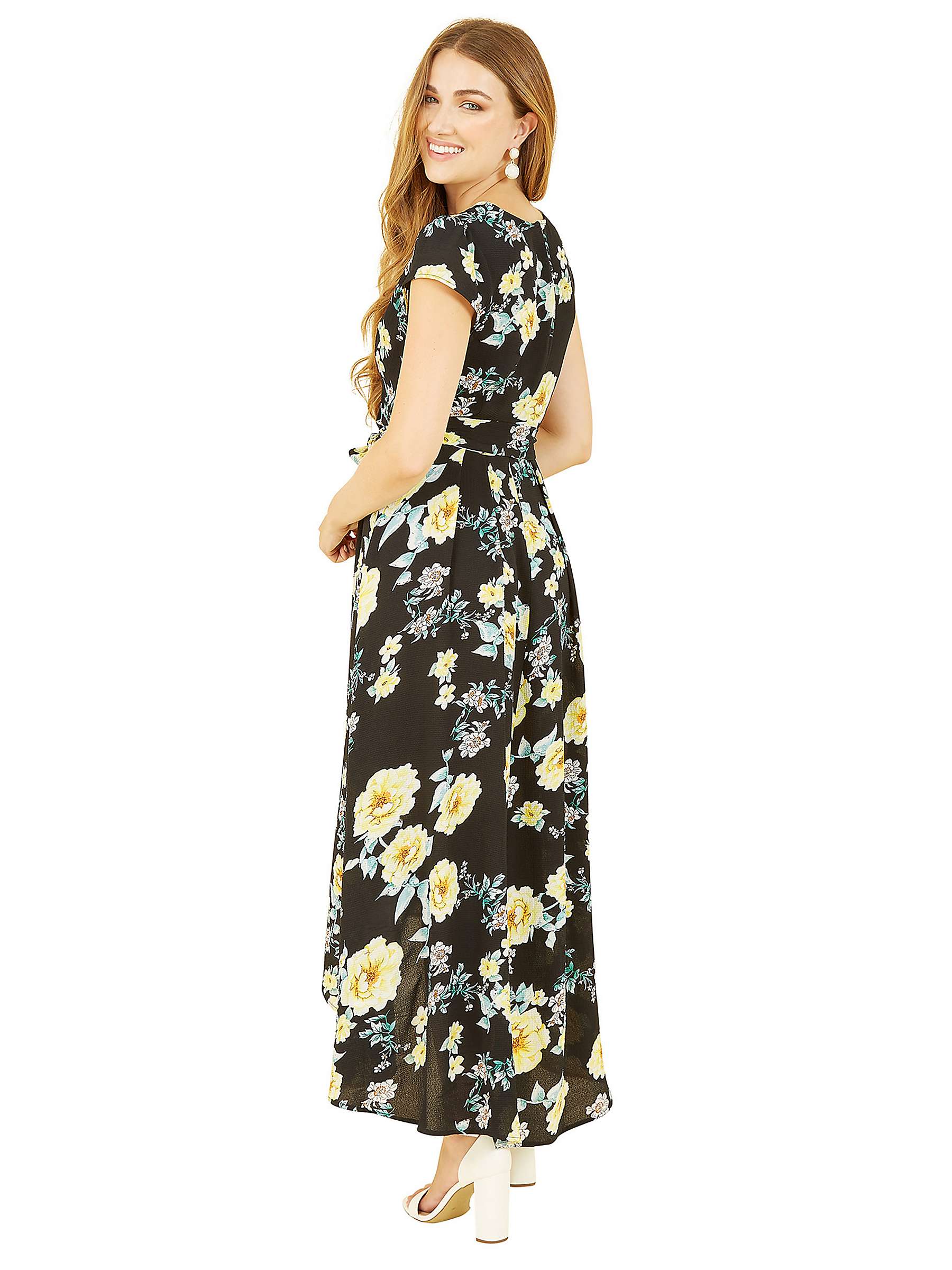 Buy Mela London Floral Print Wrap Midi Dress, Black Online at johnlewis.com