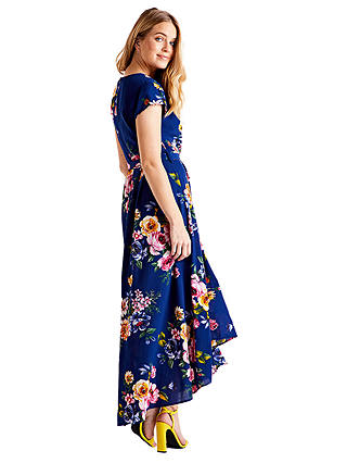 Mela London Floral Print Wrap Midi Dress, Navy