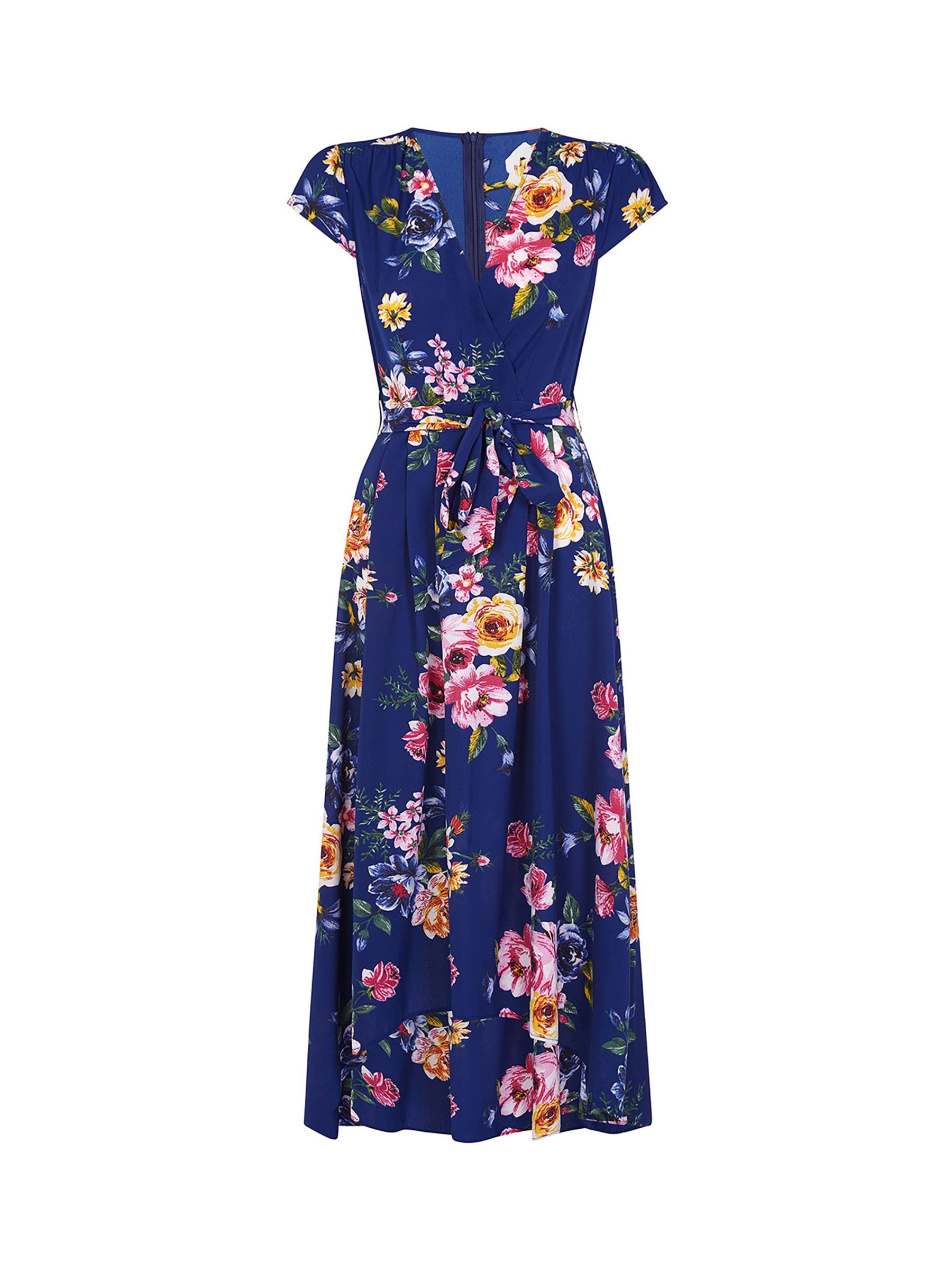 Mela London Floral Print Wrap Midi Dress, Navy at John Lewis & Partners