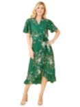 Mela London Floral Print Wrap Midi Dress, Green