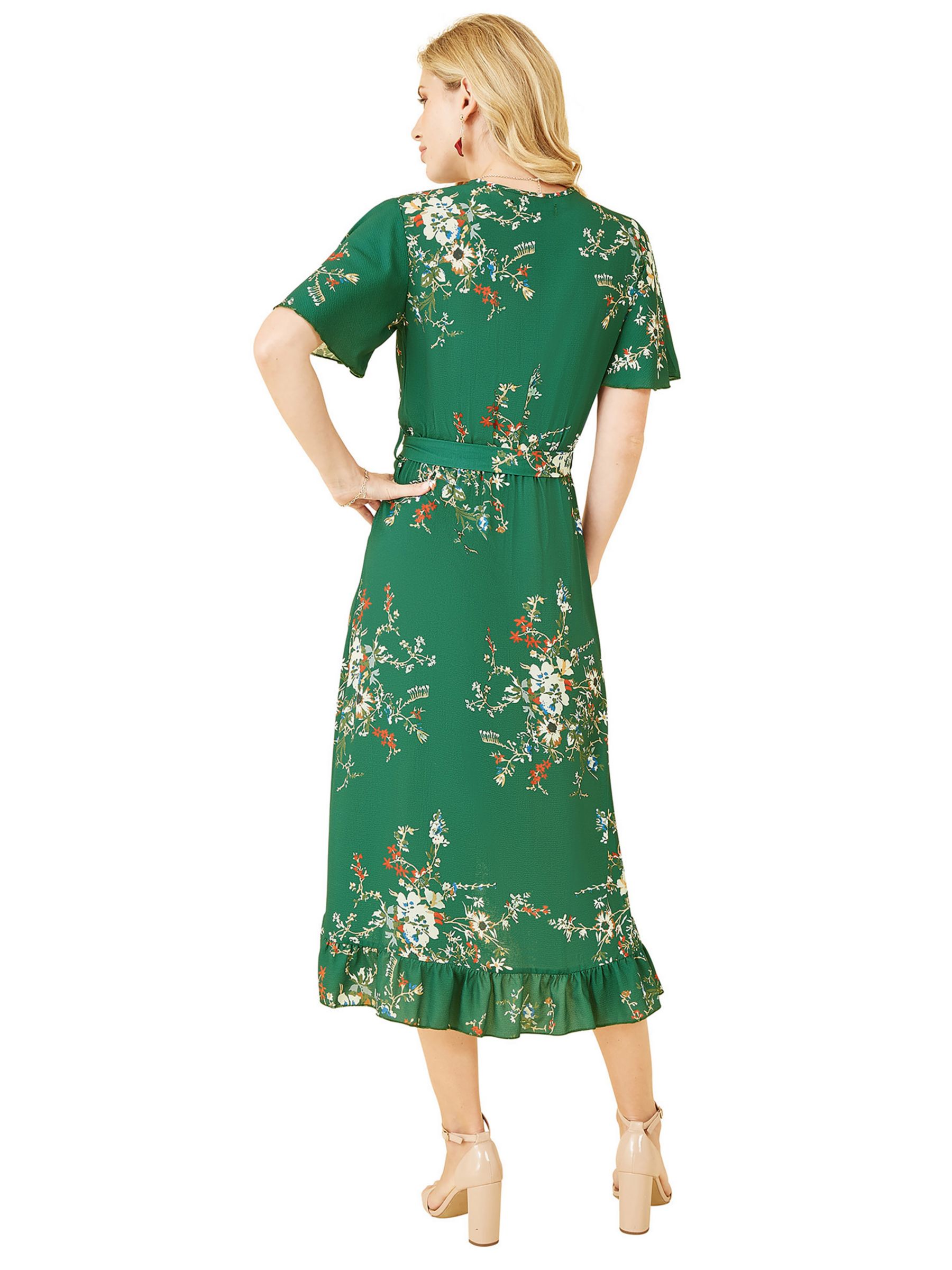 Buy Mela London Floral Print Wrap Midi Dress, Green Online at johnlewis.com