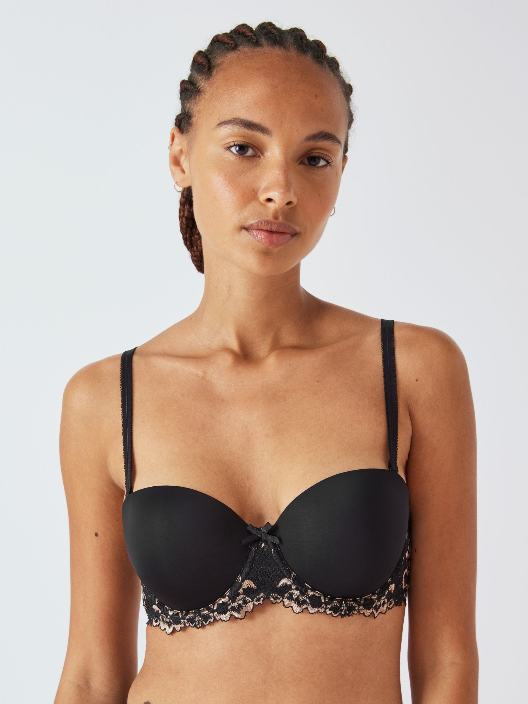 John Lewis Albany Lace Cradle Multiway Strapless Bra, Black at