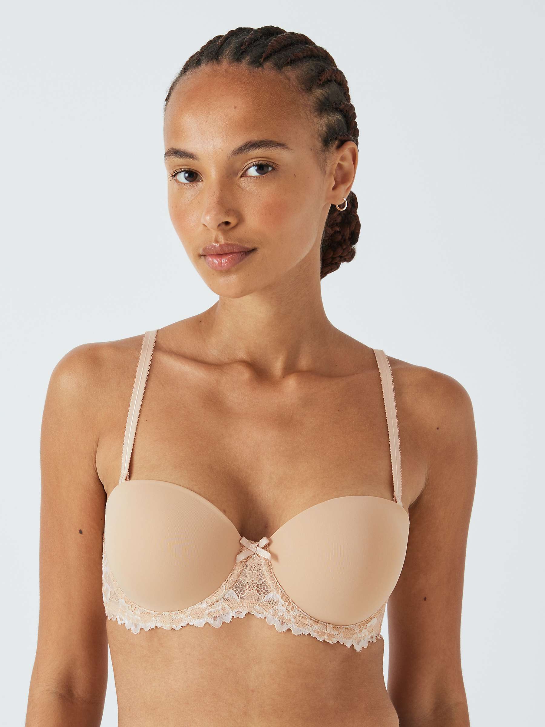 John Lewis Albany Lace Cradle Multiway Strapless Bra, Almond at John Lewis  & Partners