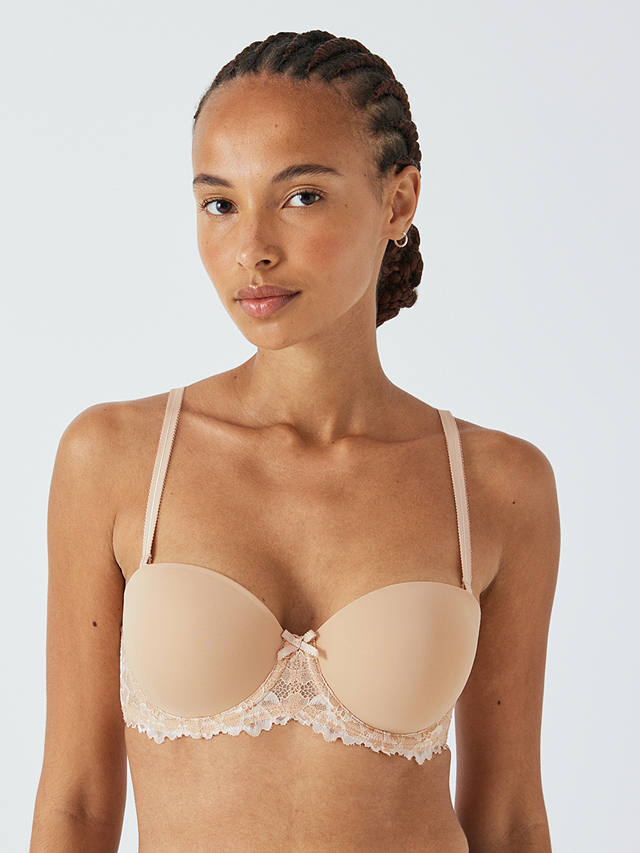 John Lewis Albany Lace Cradle Multiway Strapless Bra, Almond
