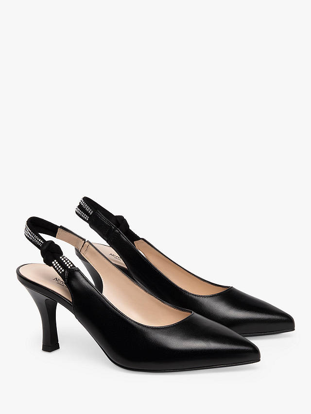 NeroGiardini Leather Diamante Slingback Court Shoes, Black