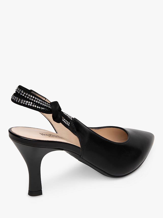 NeroGiardini Leather Diamante Slingback Court Shoes, Black