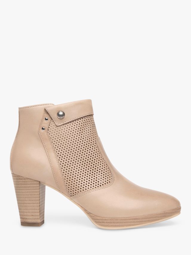 NeroGiardini Leather Block Heel Ankle Boots Champagne 3