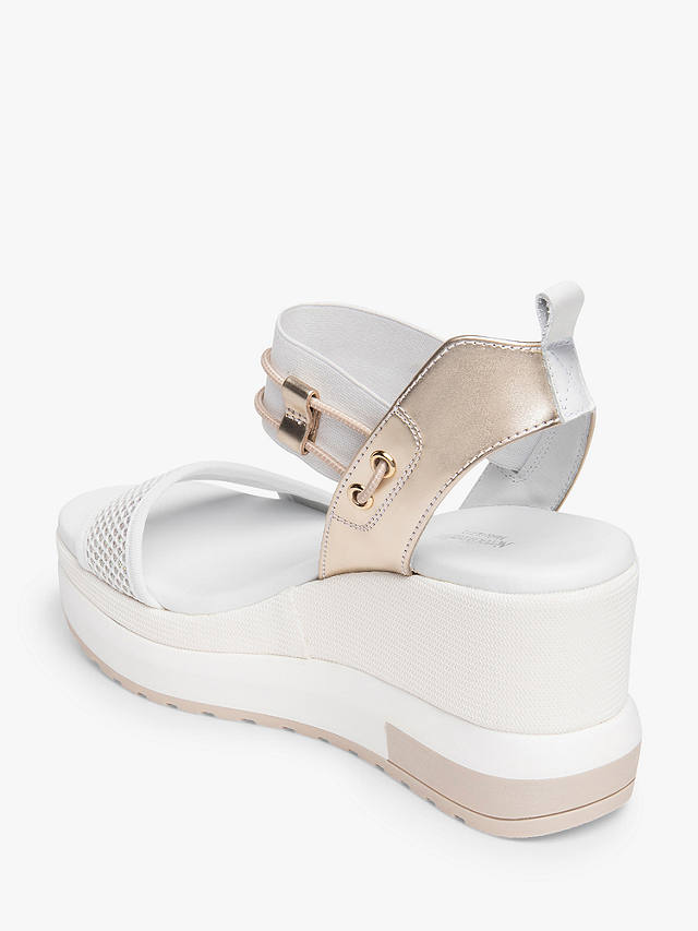 NeroGiardini Leather Sports Wedge Sandals, White