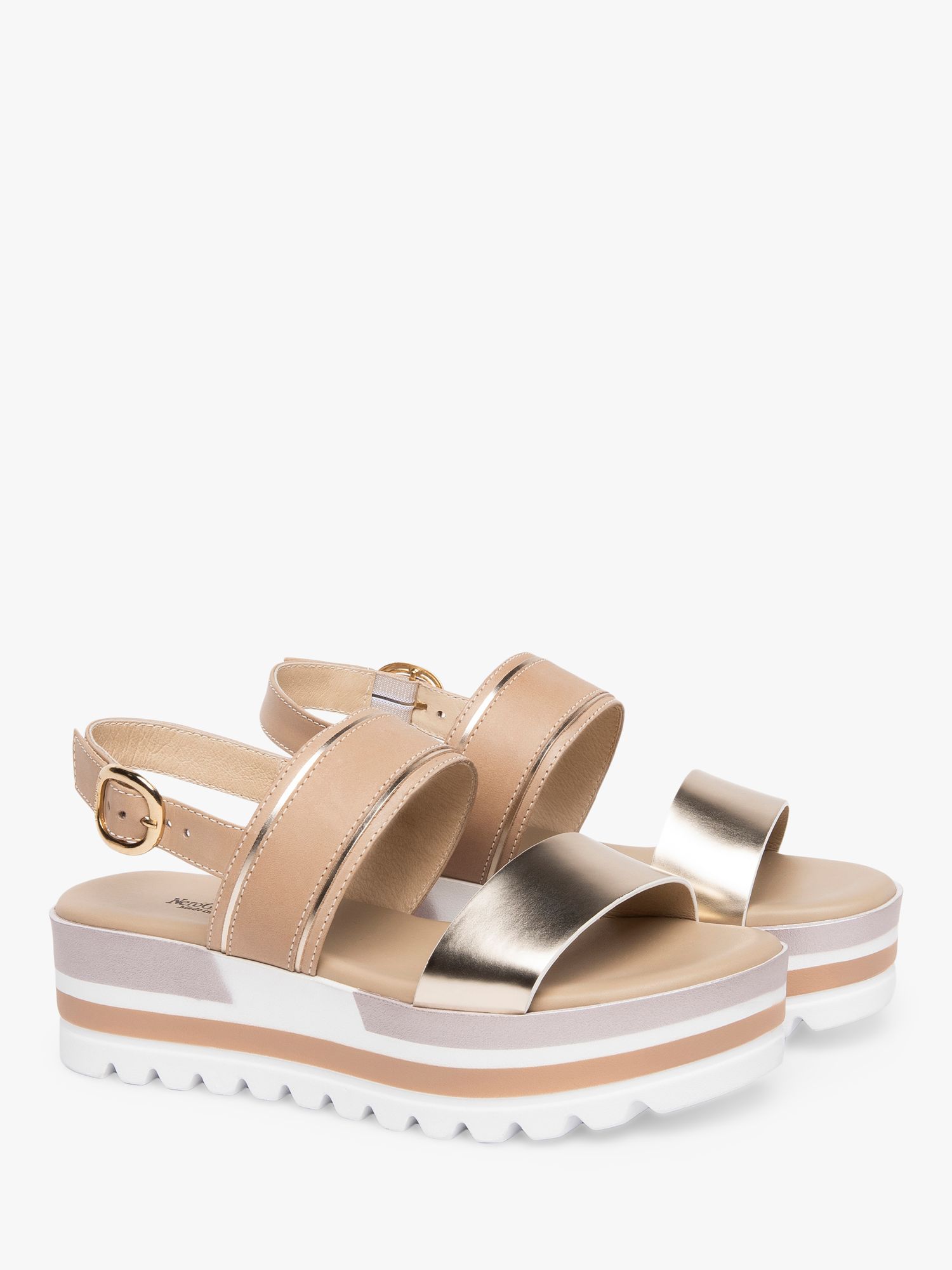 NeroGiardini Leather Chunky Platform Sandals, Gold at John Lewis & Partners