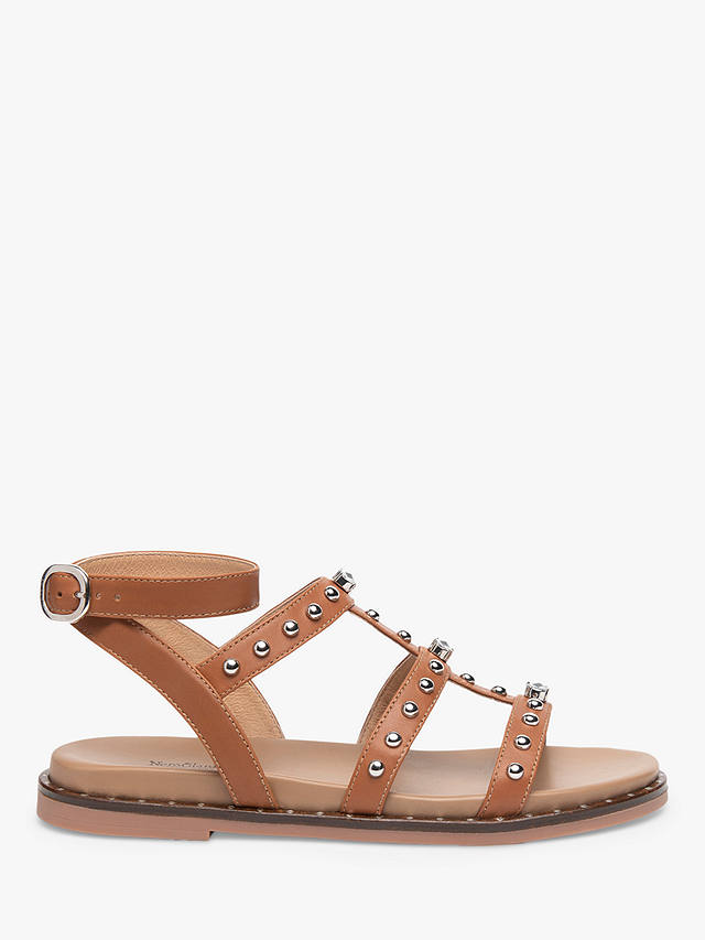 NeroGiardini Leather Studded Flat Sandals, Brown at John Lewis & Partners