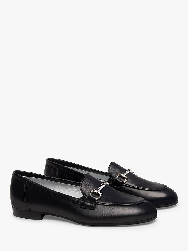 NeroGiardini Leather Snaffle Loafers, Black