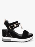 NeroGiardini Leather Sports Wedge Sandals, Black