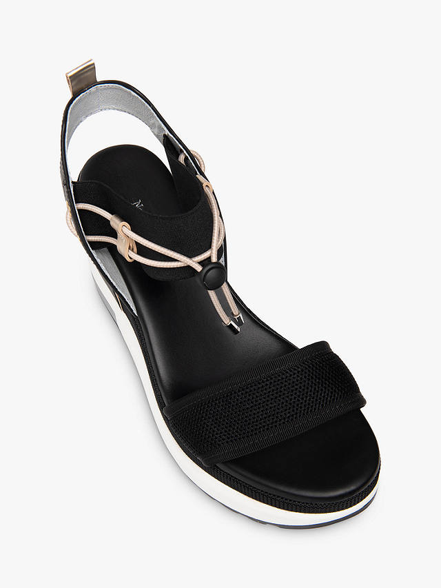 NeroGiardini Leather Sports Wedge Sandals, Black