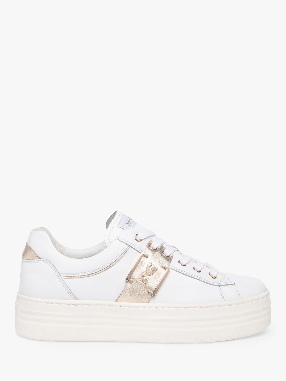 NeroGiardini Leather Platform Trainers, White