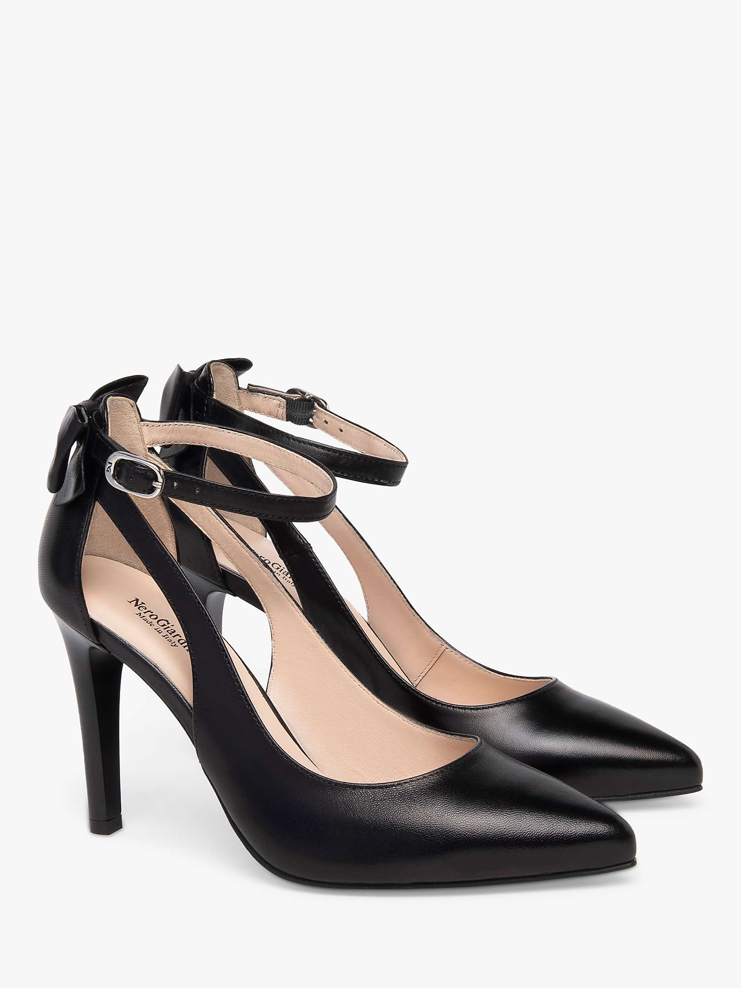 Buy NeroGiardini Leather Bow Court Shoes, Black Online at johnlewis.com