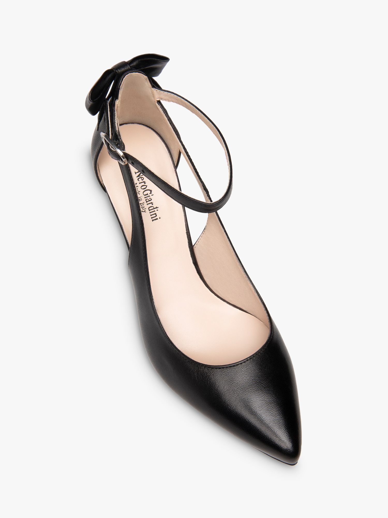 NeroGiardini Leather Bow Court Shoes, Black, 3