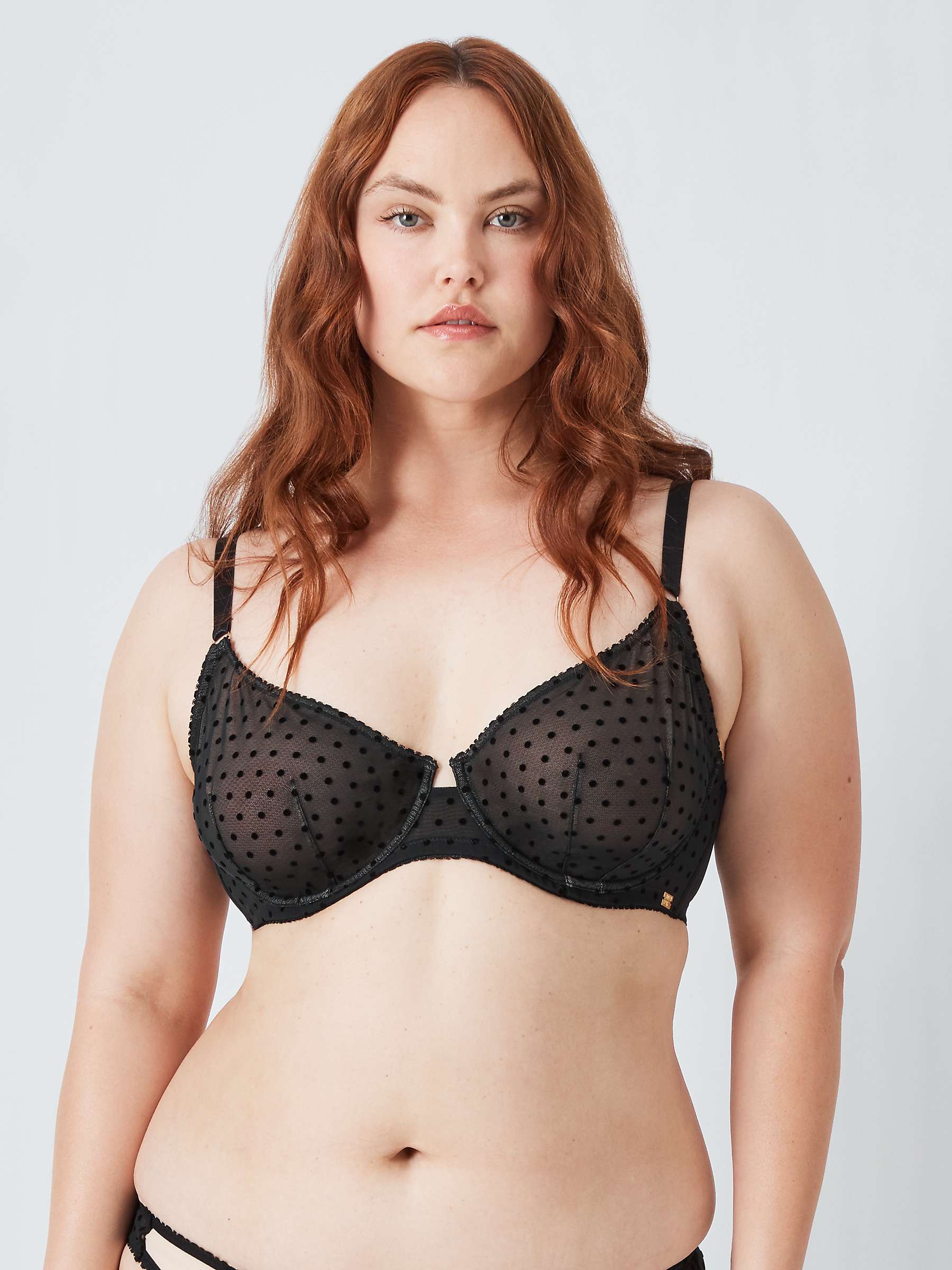 Buy AND/OR Coco Polka Dot Mesh Balcony Bra, Black Online at johnlewis.com
