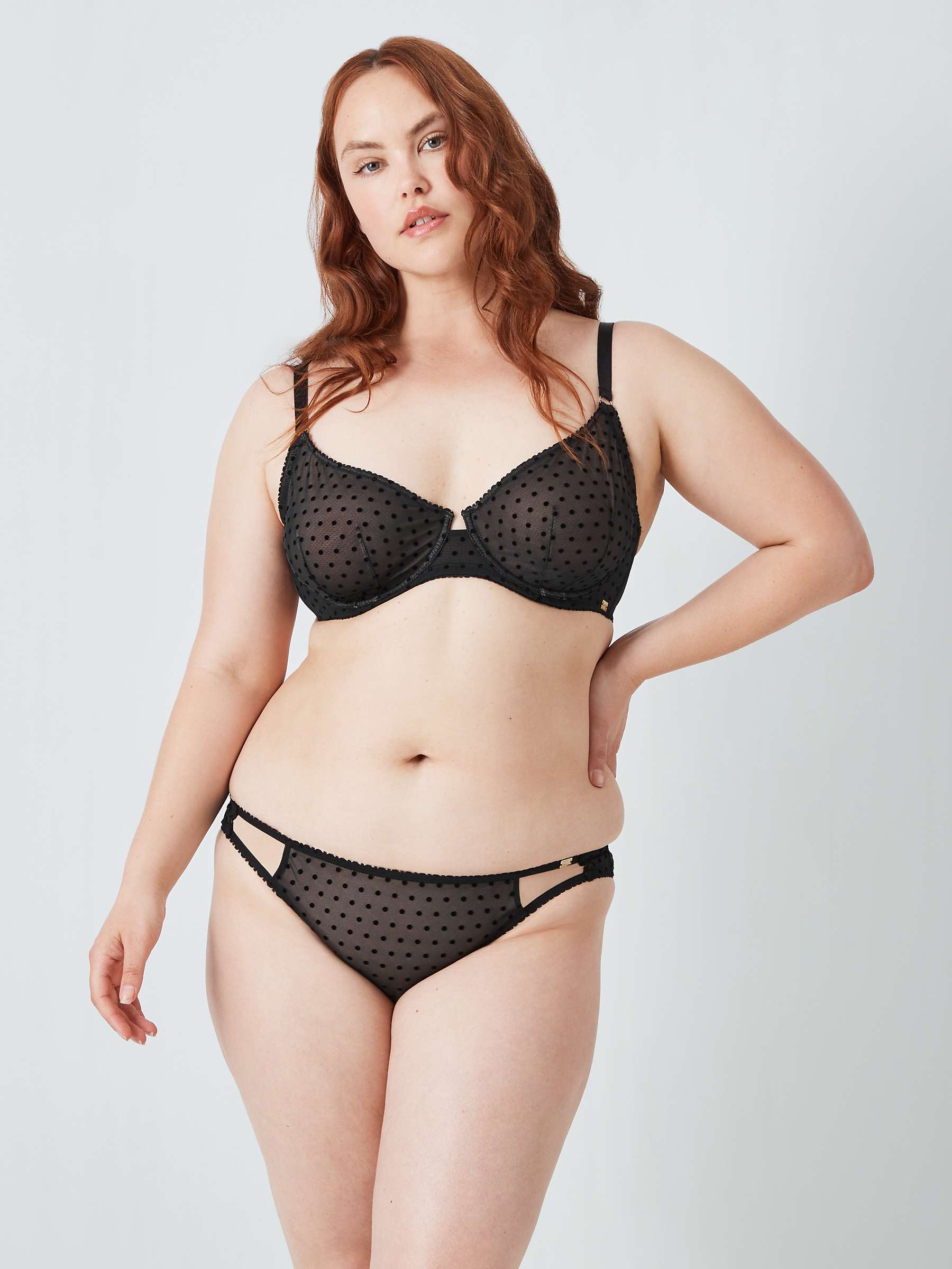 Buy AND/OR Coco Polka Dot Mesh Balcony Bra, Black Online at johnlewis.com