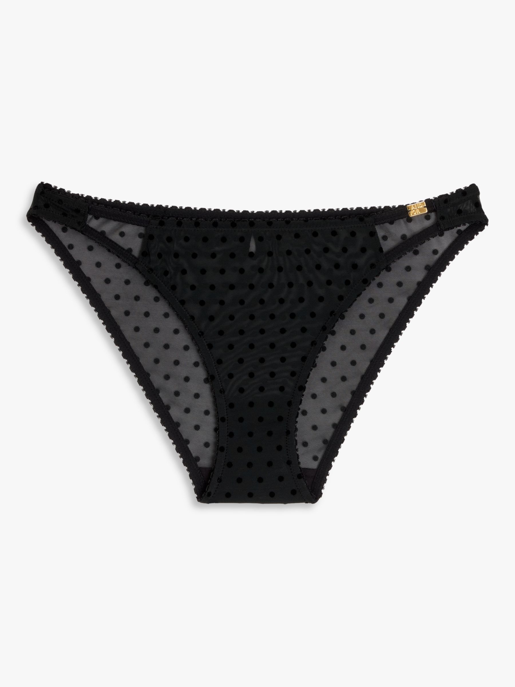 AND/OR Coco Polka Dot Mesh Knickers, Black, 8