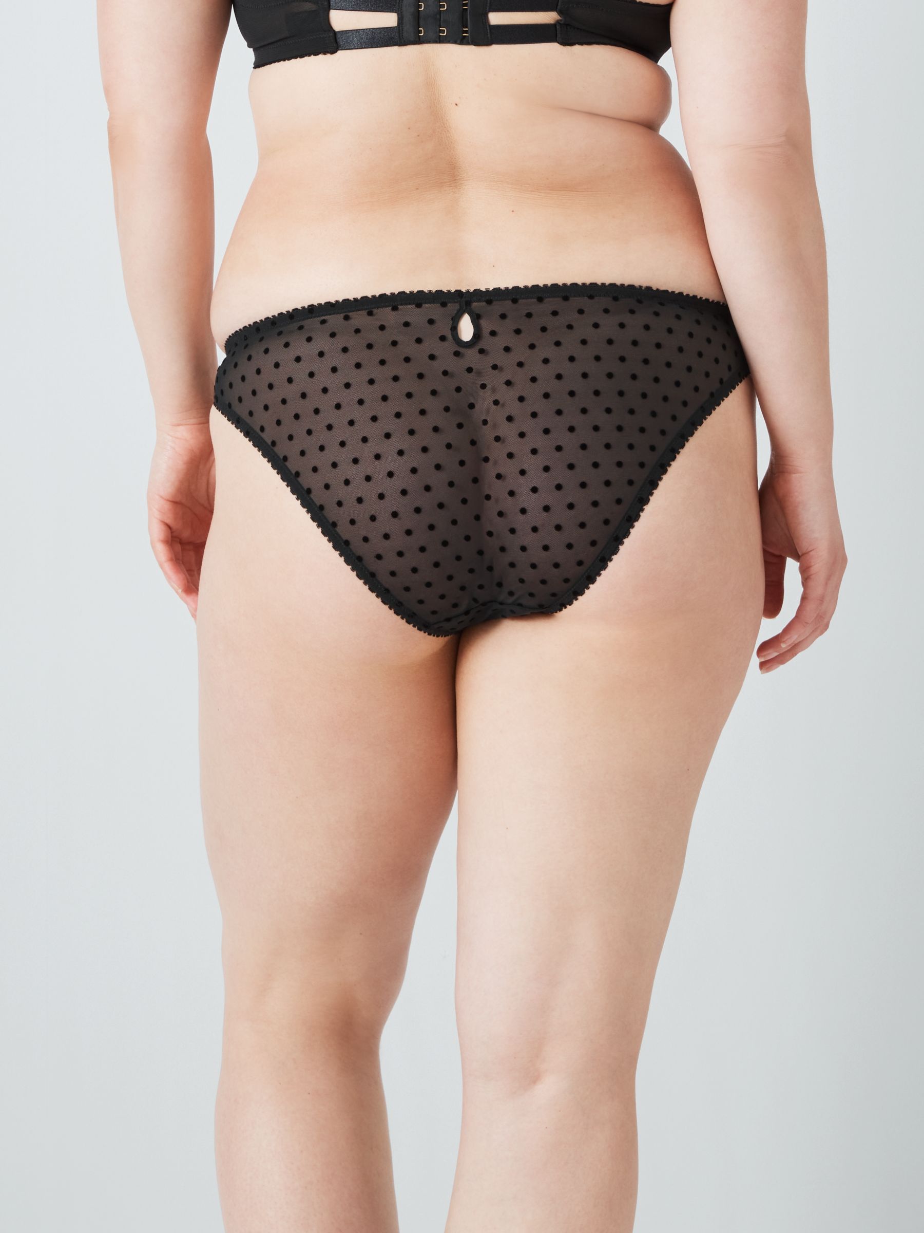 AND/OR Coco Polka Dot Mesh Knickers, Black, 8