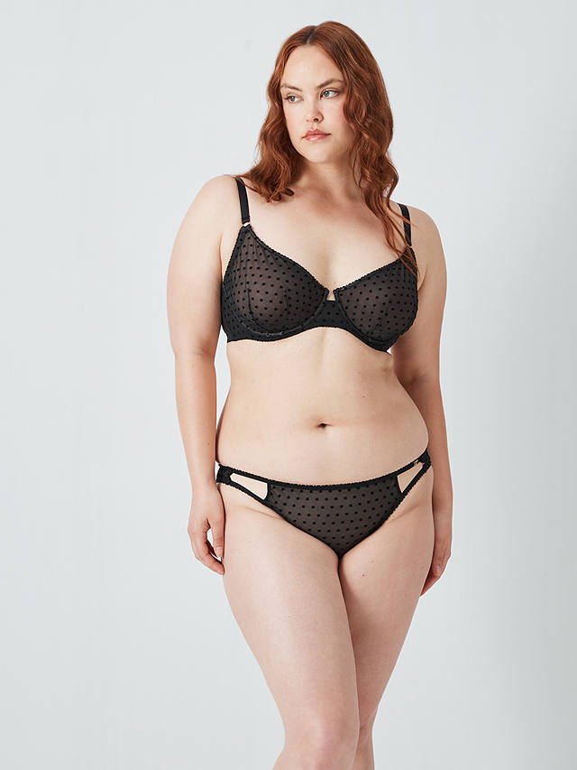 AND/OR Coco Polka Dot Mesh Knickers, Black