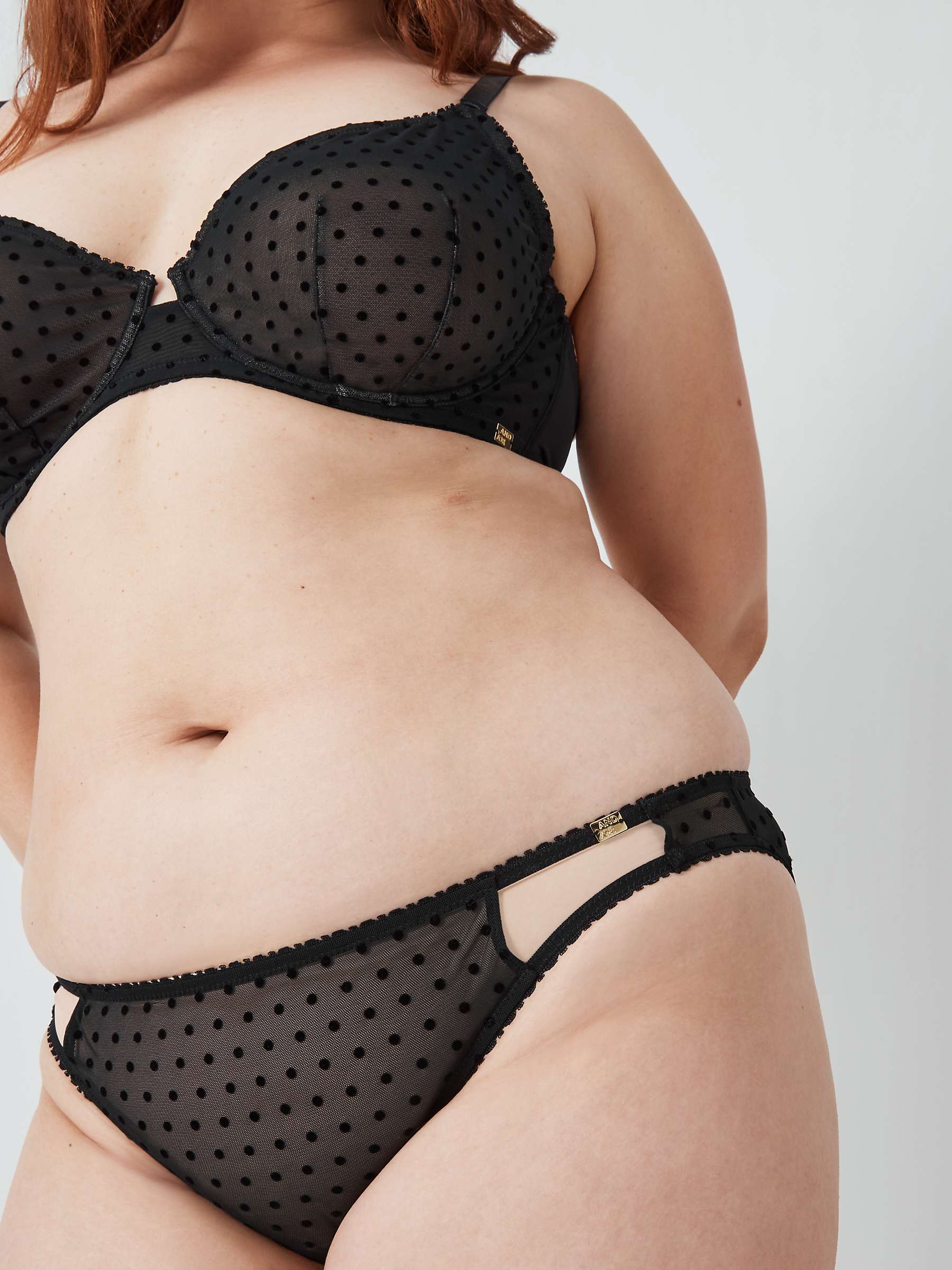 Buy AND/OR Coco Polka Dot Mesh Knickers, Black Online at johnlewis.com
