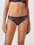 AND/OR Harper Desert Bird Embroidered Mesh Knickers, Black/Blue