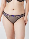 AND/OR Harper Desert Bird Embroidered Mesh Knickers, Black/Blue