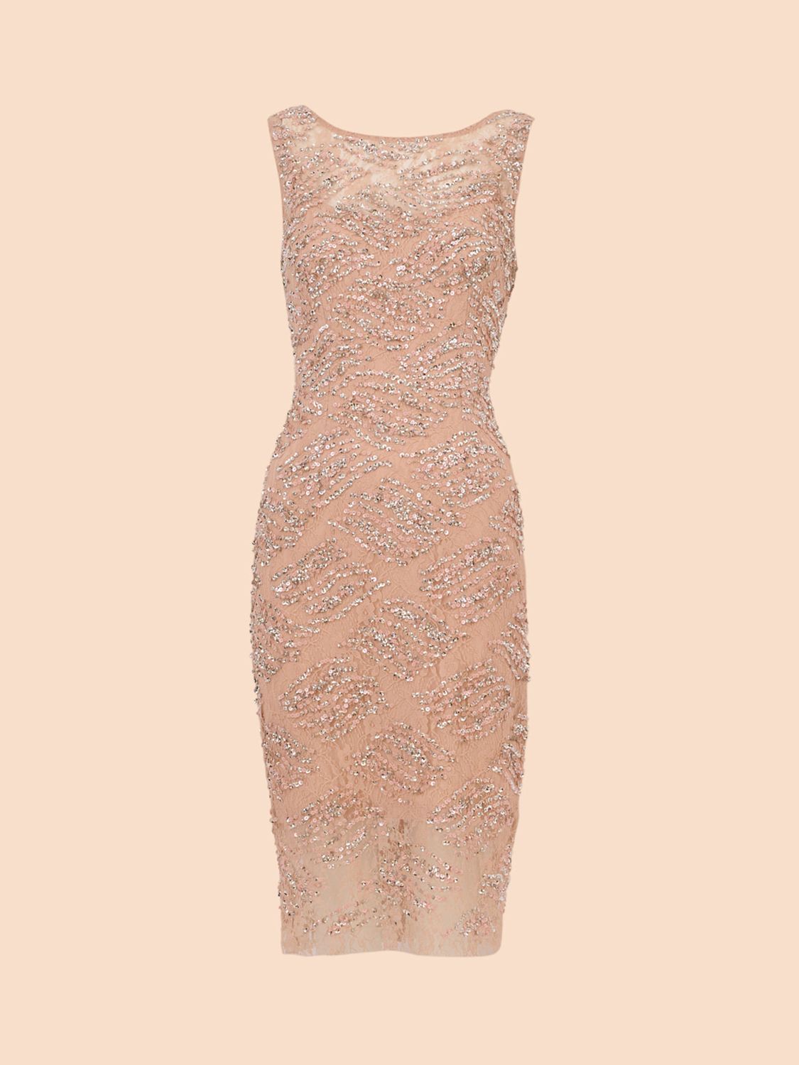 Adrianna Papell Beaded Lace Sheath Dress, Blush, 6