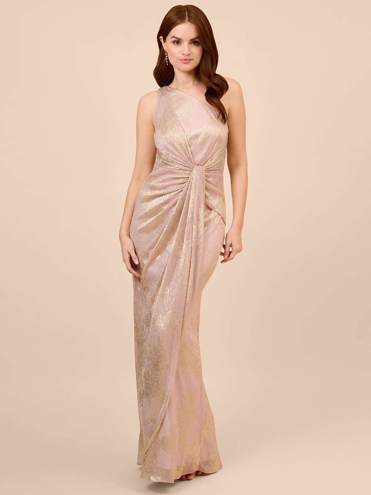 Buy Adrianna Papell Metallic One Shoulder Dress, Blush/Gold Online at johnlewis.com