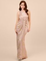 Adrianna Papell Metallic One Shoulder Dress Blush Gold at John