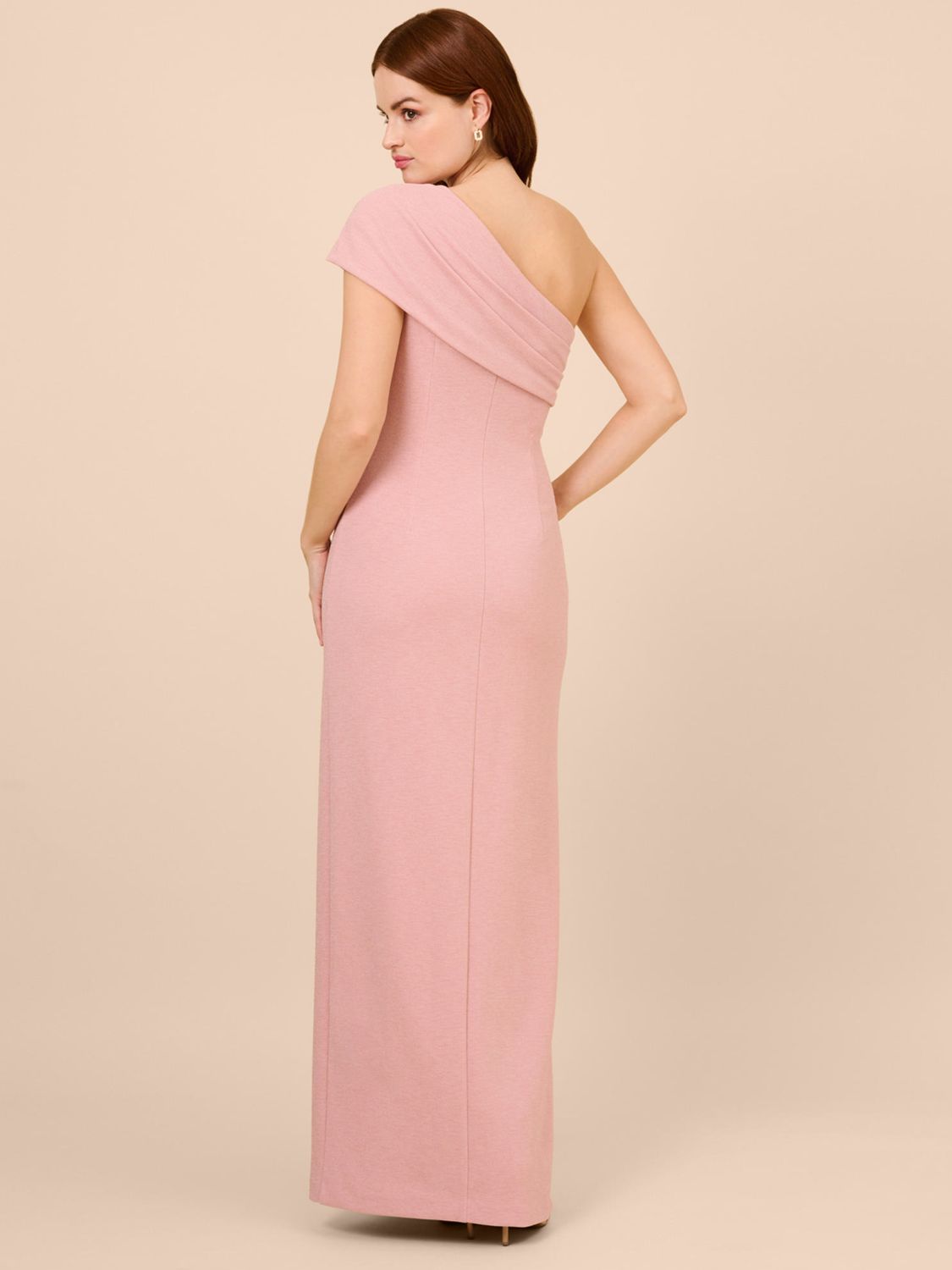 Adrianna Papell Metallic Knit Draped Maxi Dress Rose